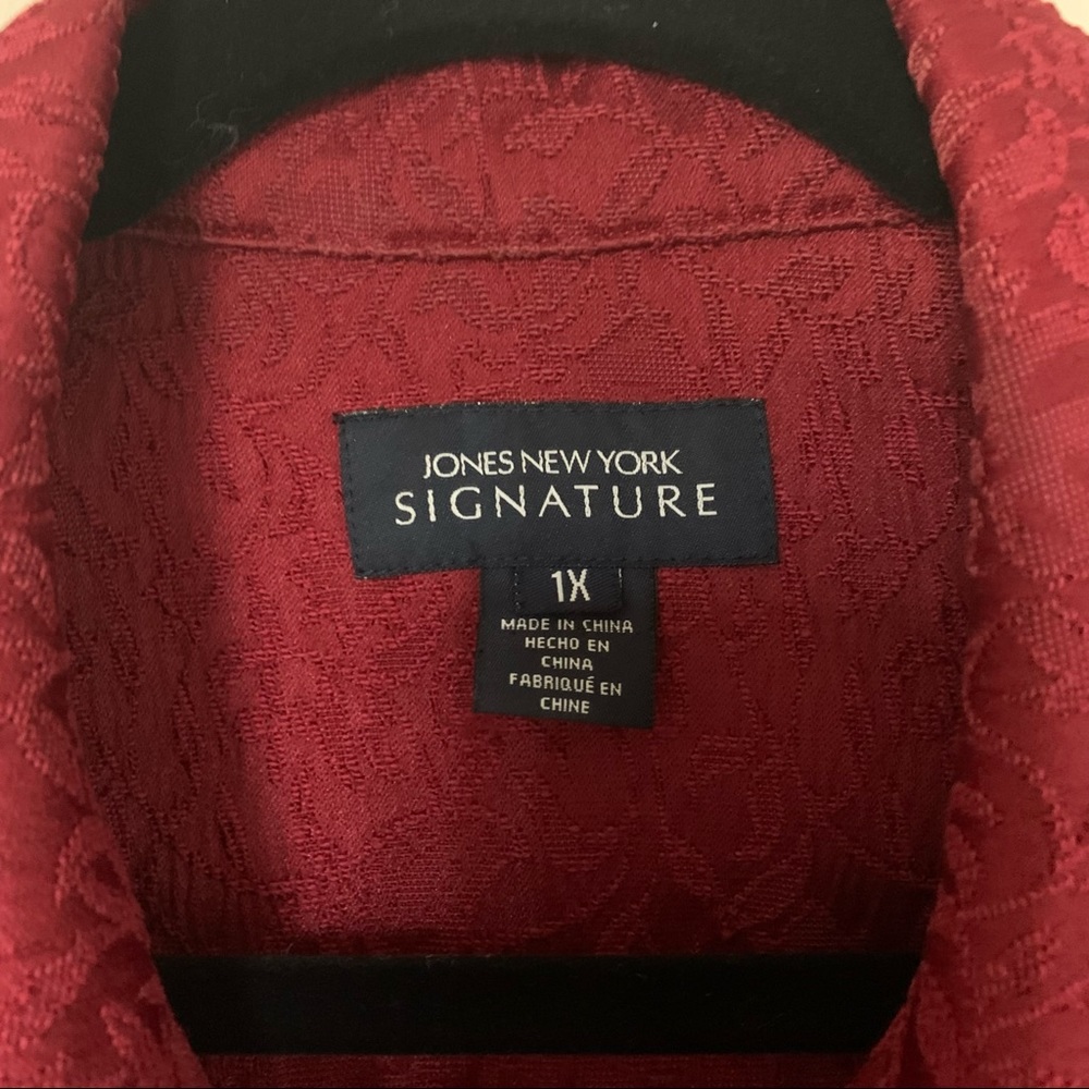 Jones of New York Red Brocade Blazer Size 1X - Picture 3 of 13